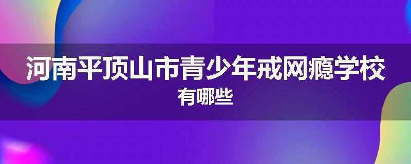 河南平顶山市青少年戒网瘾学校有哪些