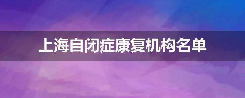 上海自闭症康复机构名单