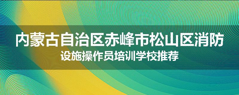 内蒙古自治区赤峰市松山区消防设施操作员培训学校推荐