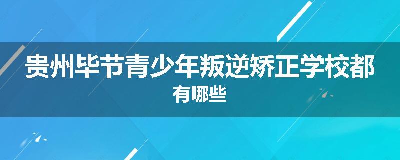 贵州毕节青少年叛逆矫正学校都有哪些