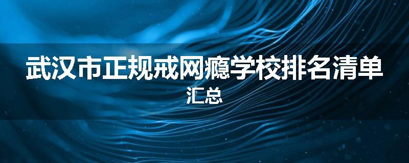武汉市正规戒网瘾学校排名清单汇总