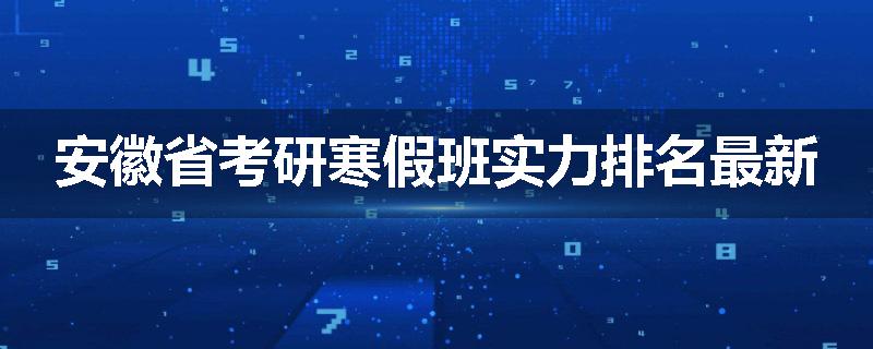 安徽省考研寒假班实力排名最新
