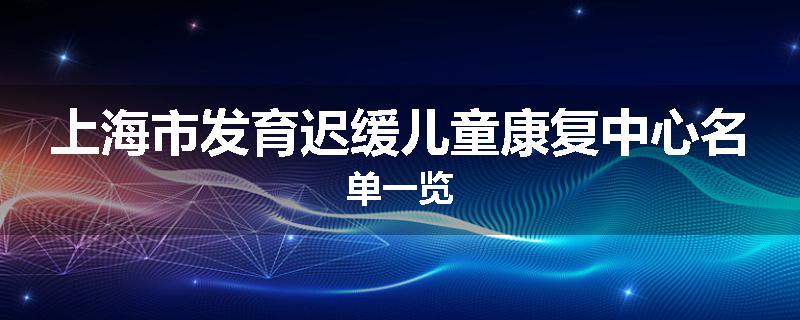 上海市发育迟缓儿童康复中心名单一览