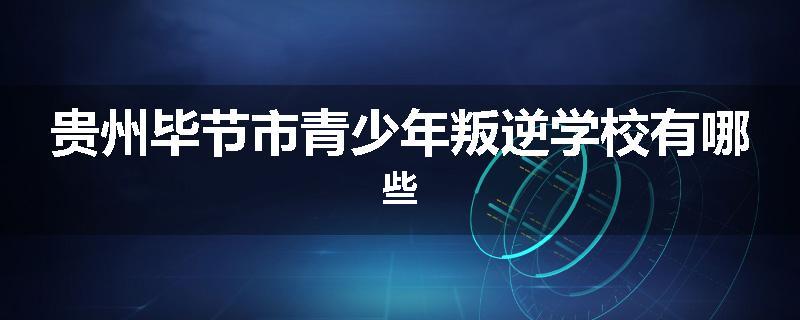 贵州毕节市青少年叛逆学校有哪些