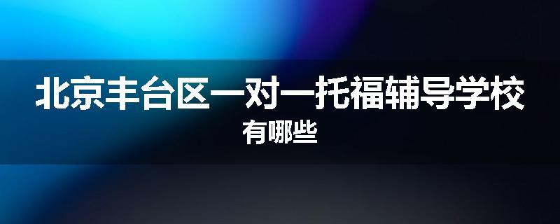 北京丰台区一对一托福辅导学校有哪些