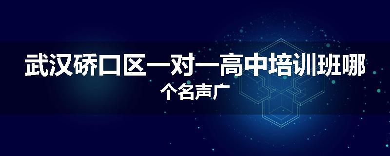 武汉硚口区一对一高中培训班哪个名声广