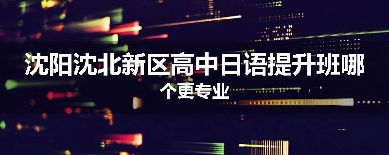 沈阳沈北新区高中日语提升班哪个更专业