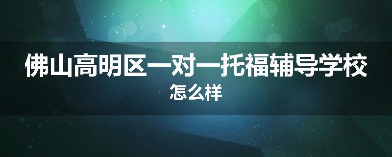 佛山高明区一对一托福辅导学校怎么样