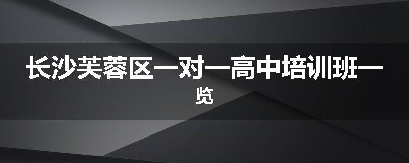 长沙芙蓉区一对一高中培训班一览