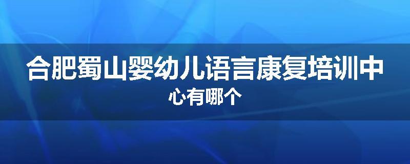 合肥蜀山婴幼儿语言康复培训中心有哪个