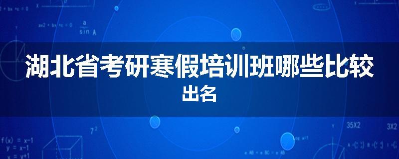 湖北省考研寒假培训班哪些比较出名