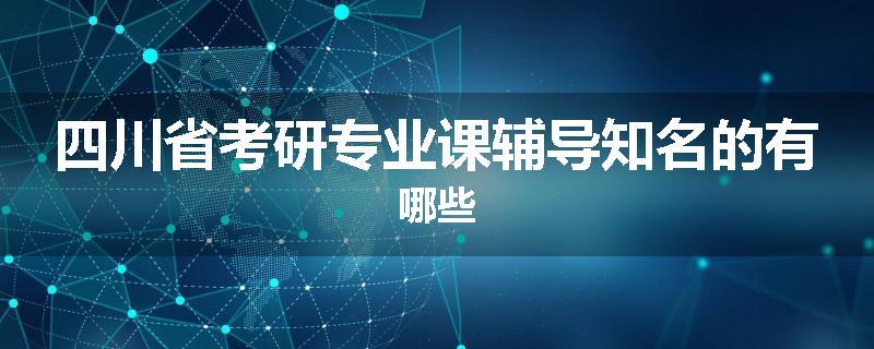 四川省考研专业课辅导知名的有哪些