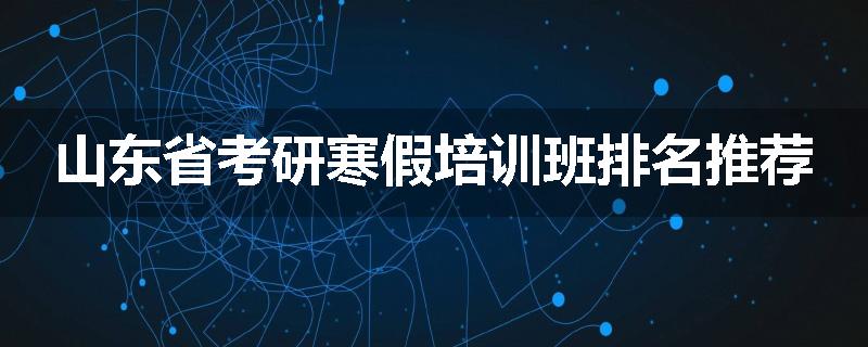 山东省考研寒假培训班排名推荐