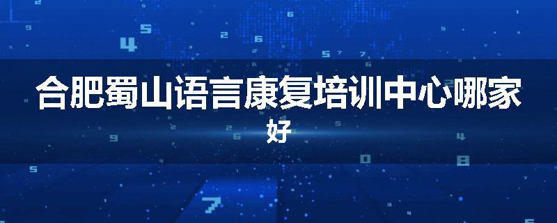 合肥蜀山语言康复培训中心哪家好