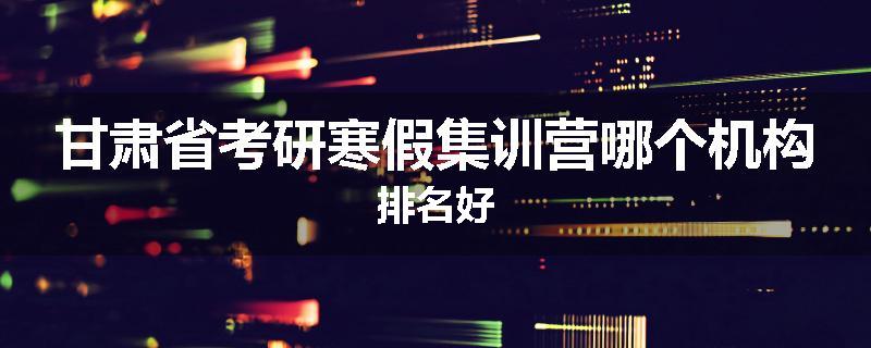 甘肃省考研寒假集训营哪个机构排名好