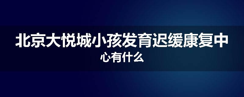 北京大悦城小孩发育迟缓康复中心有什么