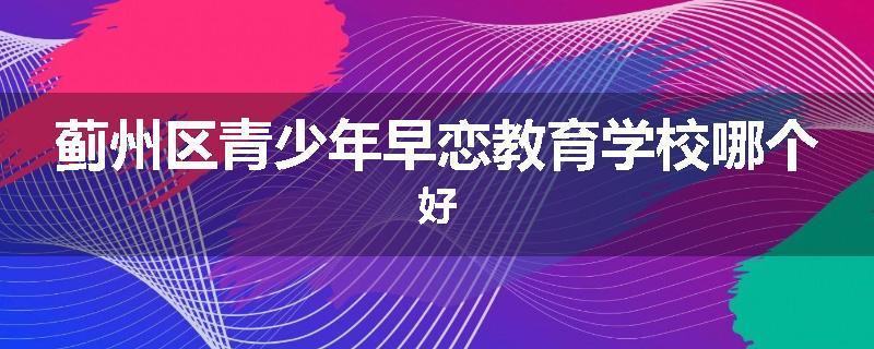 蓟州区青少年早恋教育学校哪个好