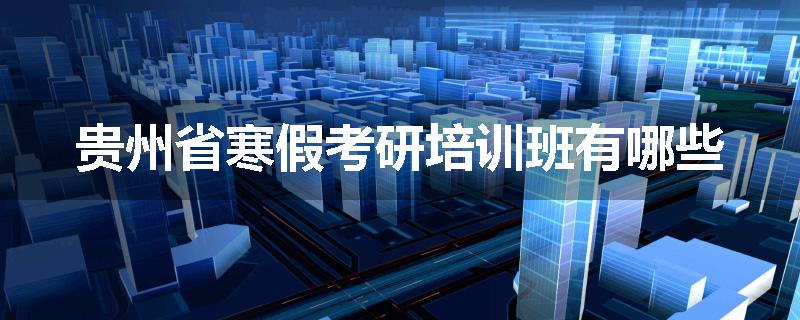 贵州省寒假考研培训班有哪些