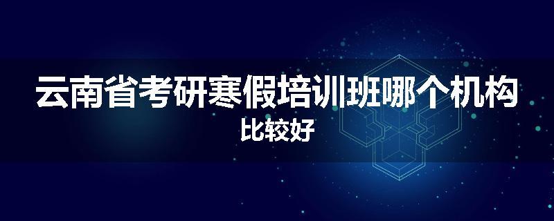 云南省考研寒假培训班哪个机构比较好