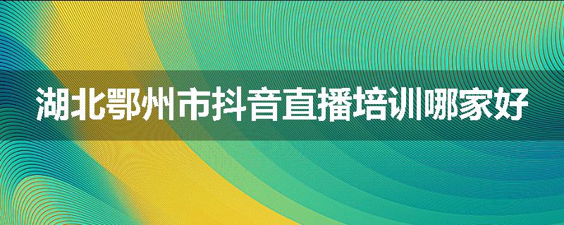 湖北鄂州市抖音直播培训哪家好