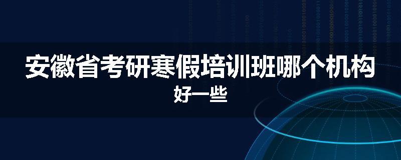 安徽省考研寒假培训班哪个机构好一些