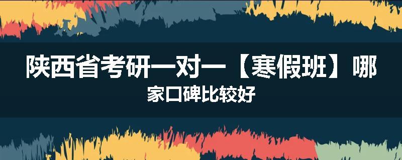 陕西省考研一对一【寒假班】哪家口碑比较好