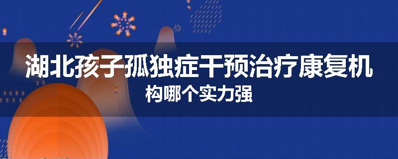 湖北孩子孤独症干预治疗康复机构哪个实力强