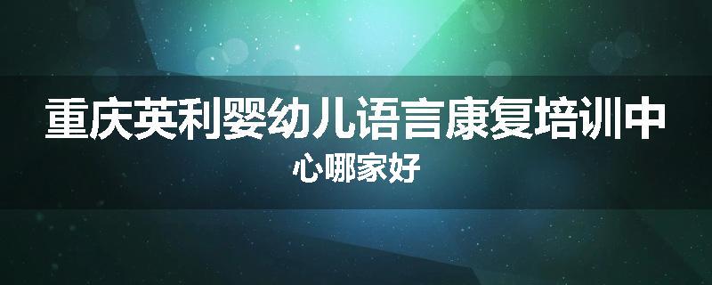 重庆英利婴幼儿语言康复培训中心哪家好