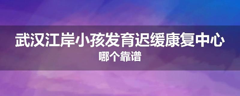 武汉江岸小孩发育迟缓康复中心哪个靠谱