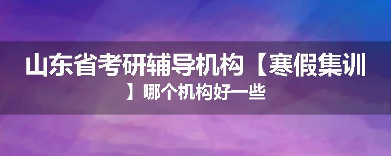 山东省考研辅导机构【寒假集训】哪个机构好一些