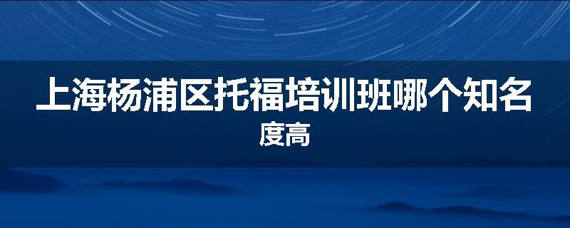 上海杨浦区托福培训班哪个知名度高