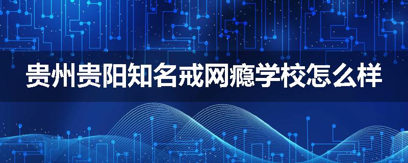 贵州贵阳知名戒网瘾学校怎么样