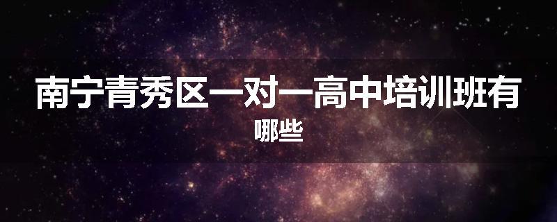 南宁青秀区一对一高中培训班有哪些