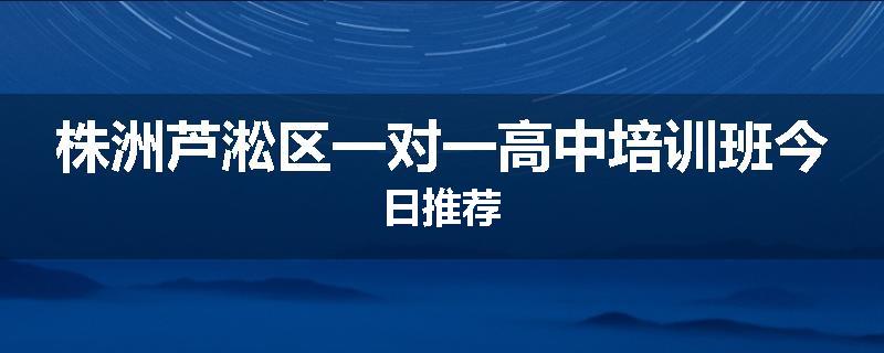 株洲芦淞区一对一高中培训班今日推荐