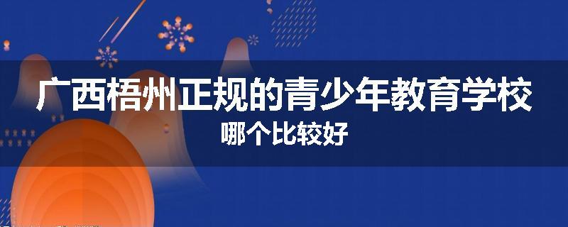 广西梧州正规的青少年教育学校哪个比较好