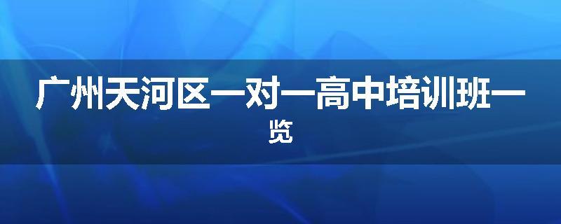 广州天河区一对一高中培训班一览