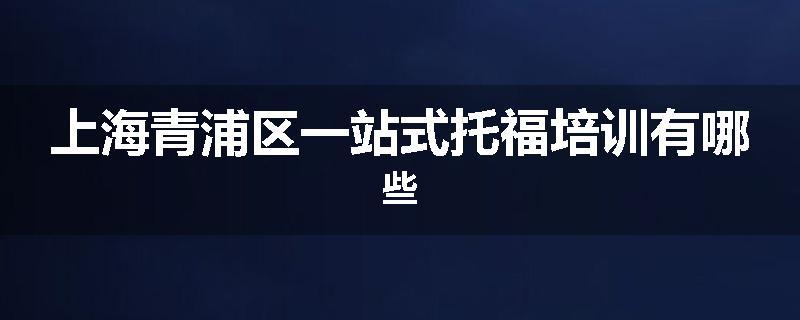 上海青浦区一站式托福培训有哪些