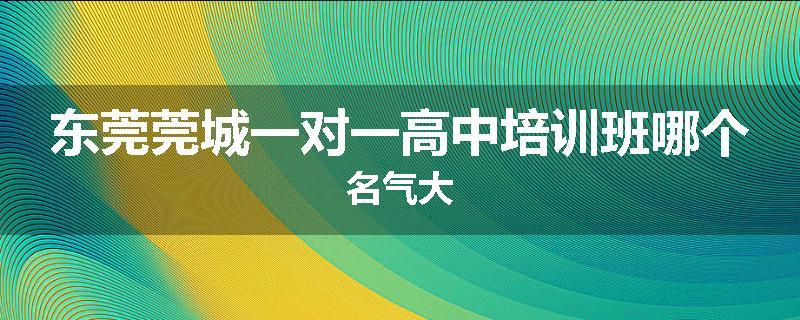 东莞莞城一对一高中培训班哪个名气大