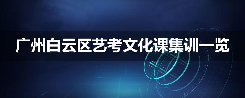 广州白云区艺考文化课集训一览