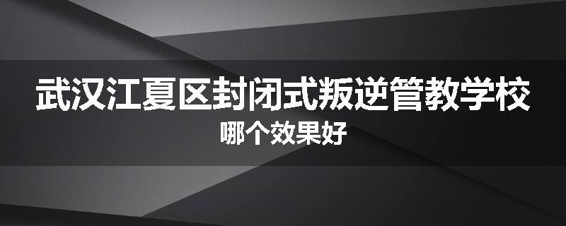 武汉江夏区封闭式叛逆管教学校哪个效果好