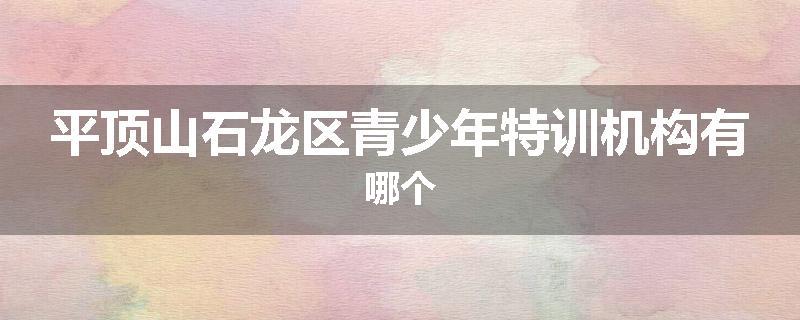 平顶山石龙区青少年特训机构有哪个