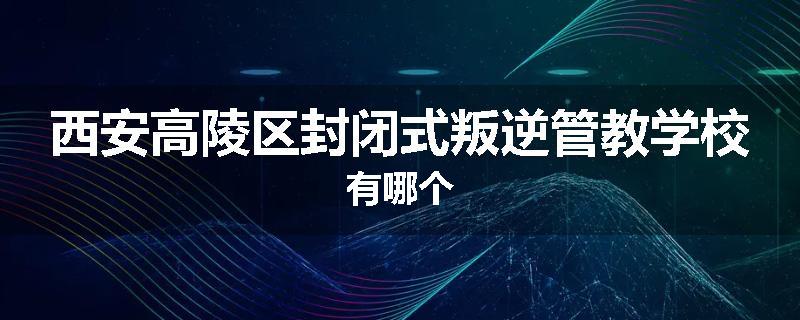 西安高陵区封闭式叛逆管教学校有哪个