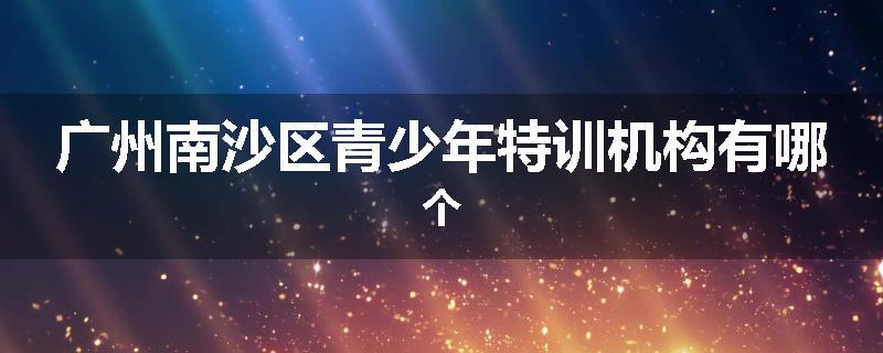 广州南沙区青少年特训机构有哪个