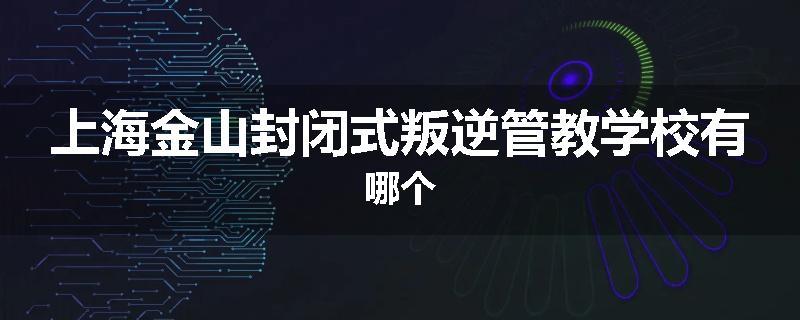 上海金山封闭式叛逆管教学校有哪个