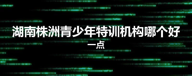 湖南株洲青少年特训机构哪个好一点