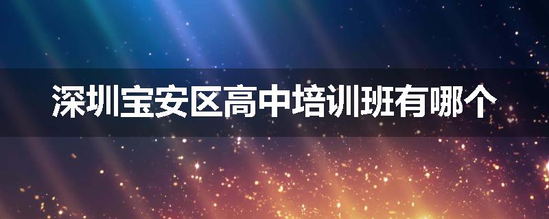 深圳宝安区高中培训班有哪个