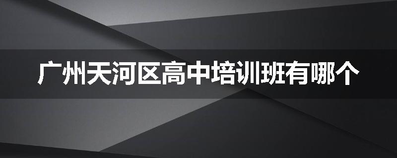 广州天河区高中培训班有哪个