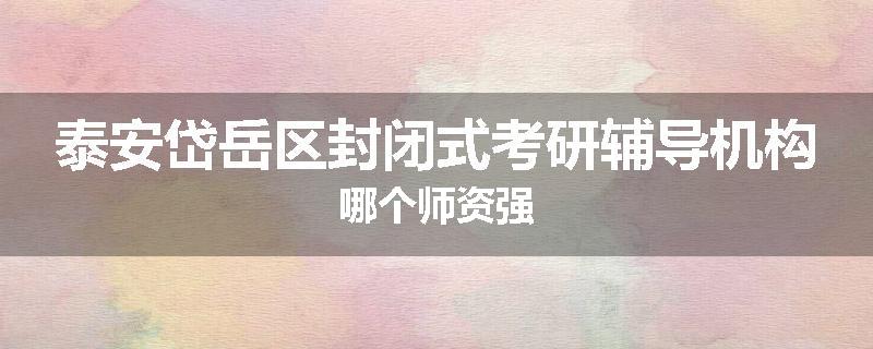 泰安岱岳区封闭式考研辅导机构哪个师资强