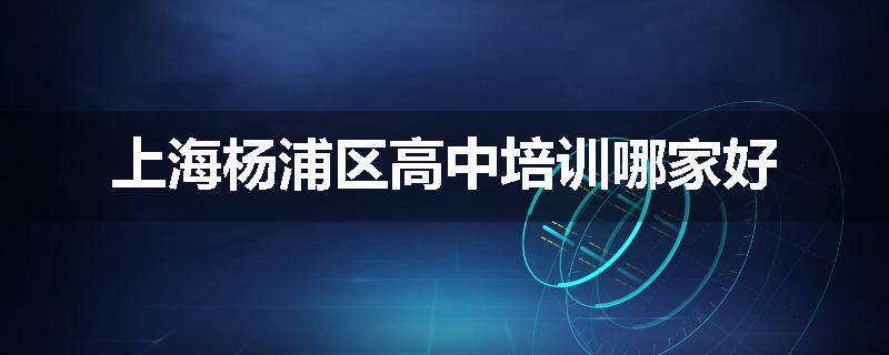 上海杨浦区高中培训哪家好