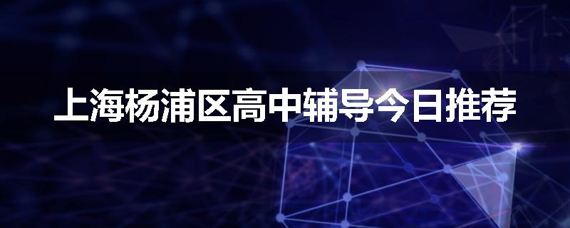 上海杨浦区高中辅导今日推荐
